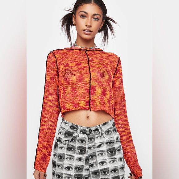 Ragged Priest Space Knit Cropped Sweater, size Medium - Picture 3 of 12